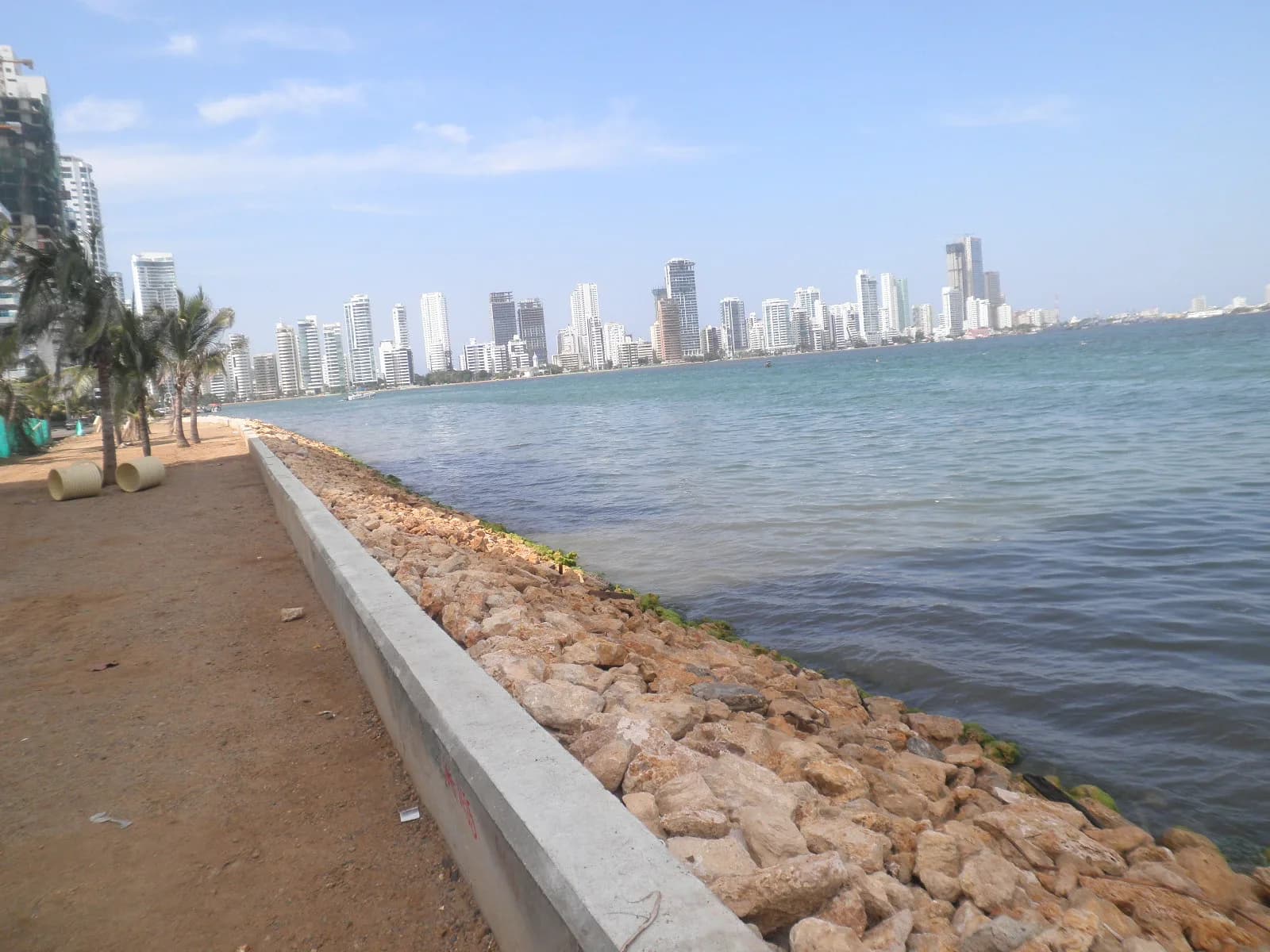High-rise hotels lining the beach in the Bocagrande district of Cartagena
