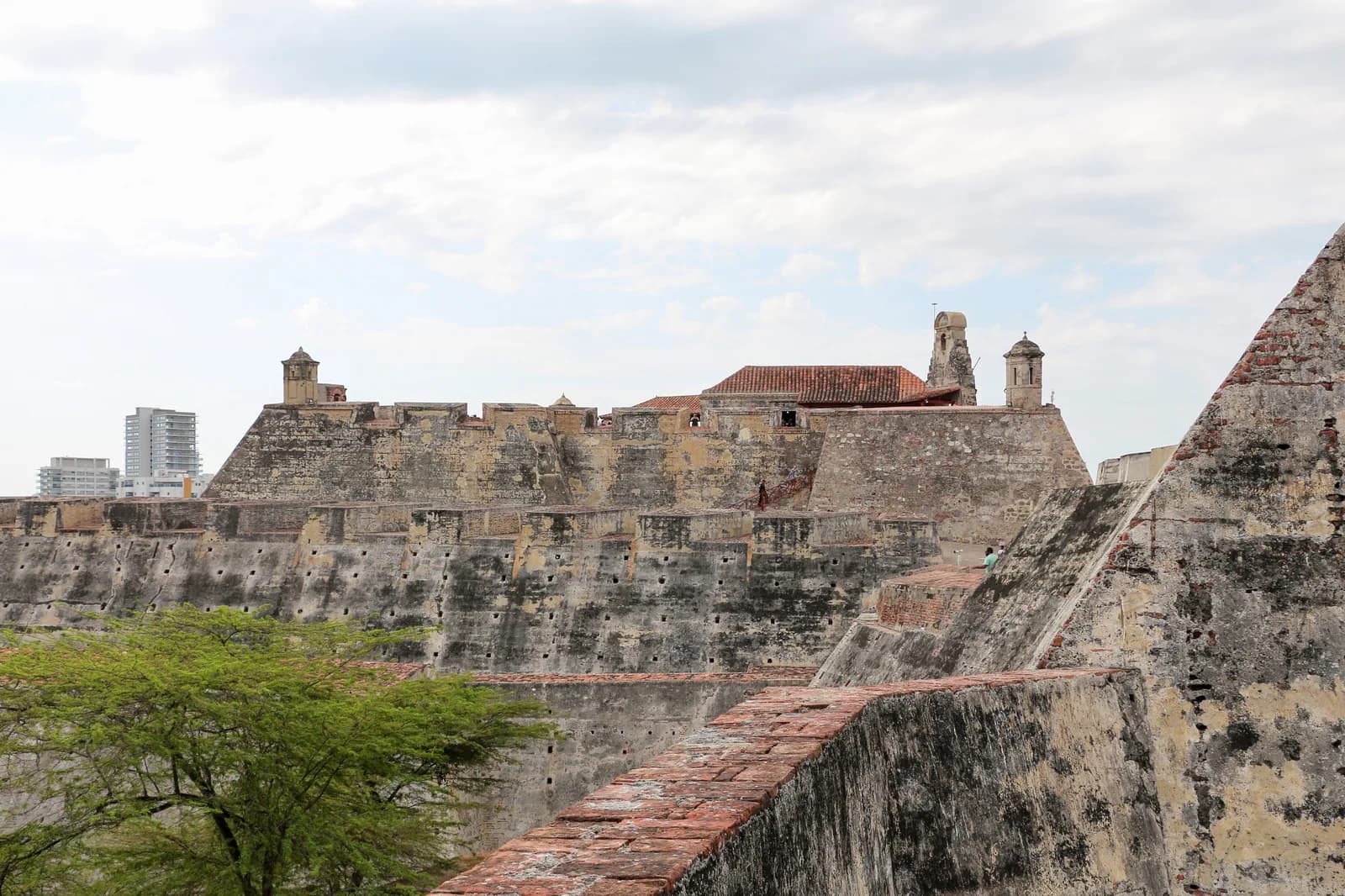The stone ramparts and tunnels of Castillo San Felipe de Barajas above Cartagena
